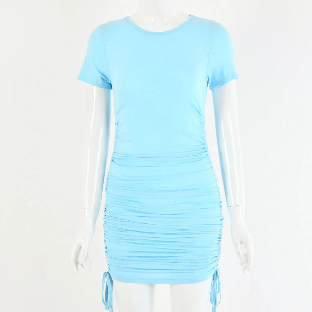 Cotton Tight Drawing Bodycon Short Dress