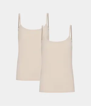 Cream bamboo camisoles with spaghetti straps - 2 pack