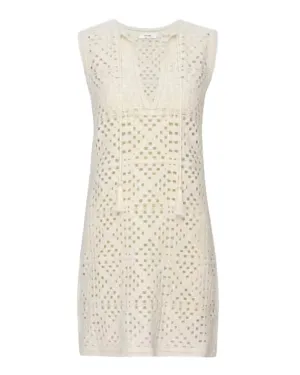 Cream Crotchet Tassle Popover Dress