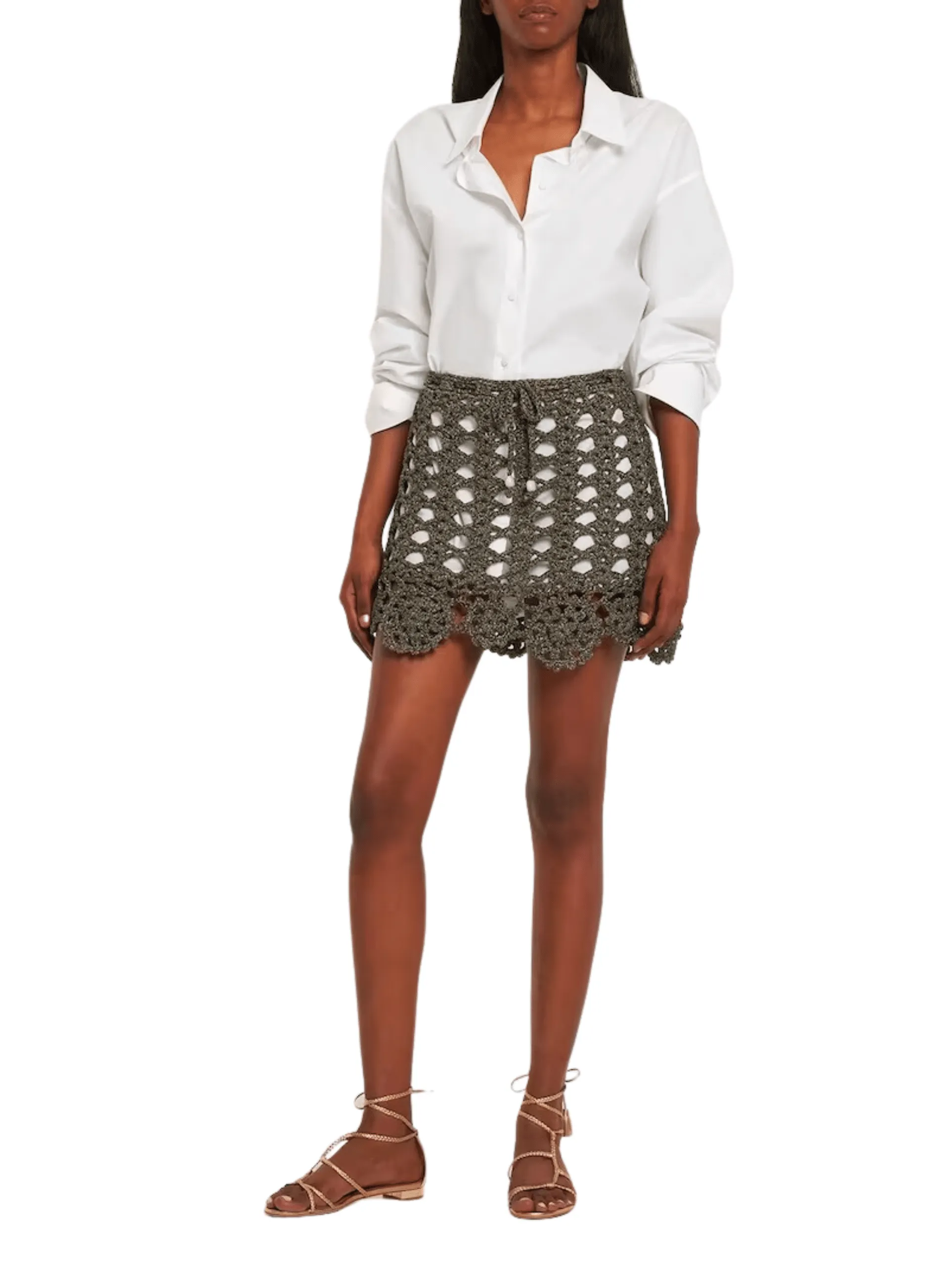 Crochet Mini Skirt / Black & Gold