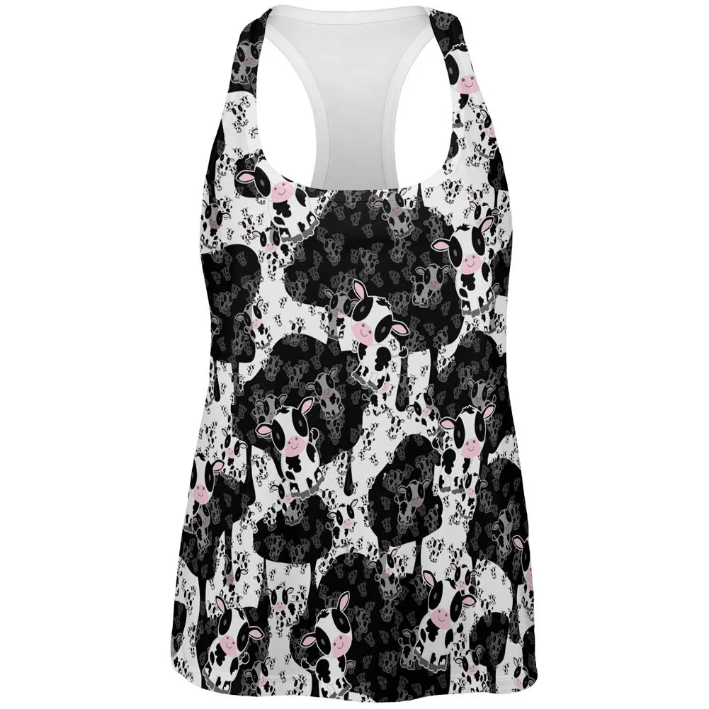 Cute Mad Cow Pattern All Over Womens Work Out Tank Top