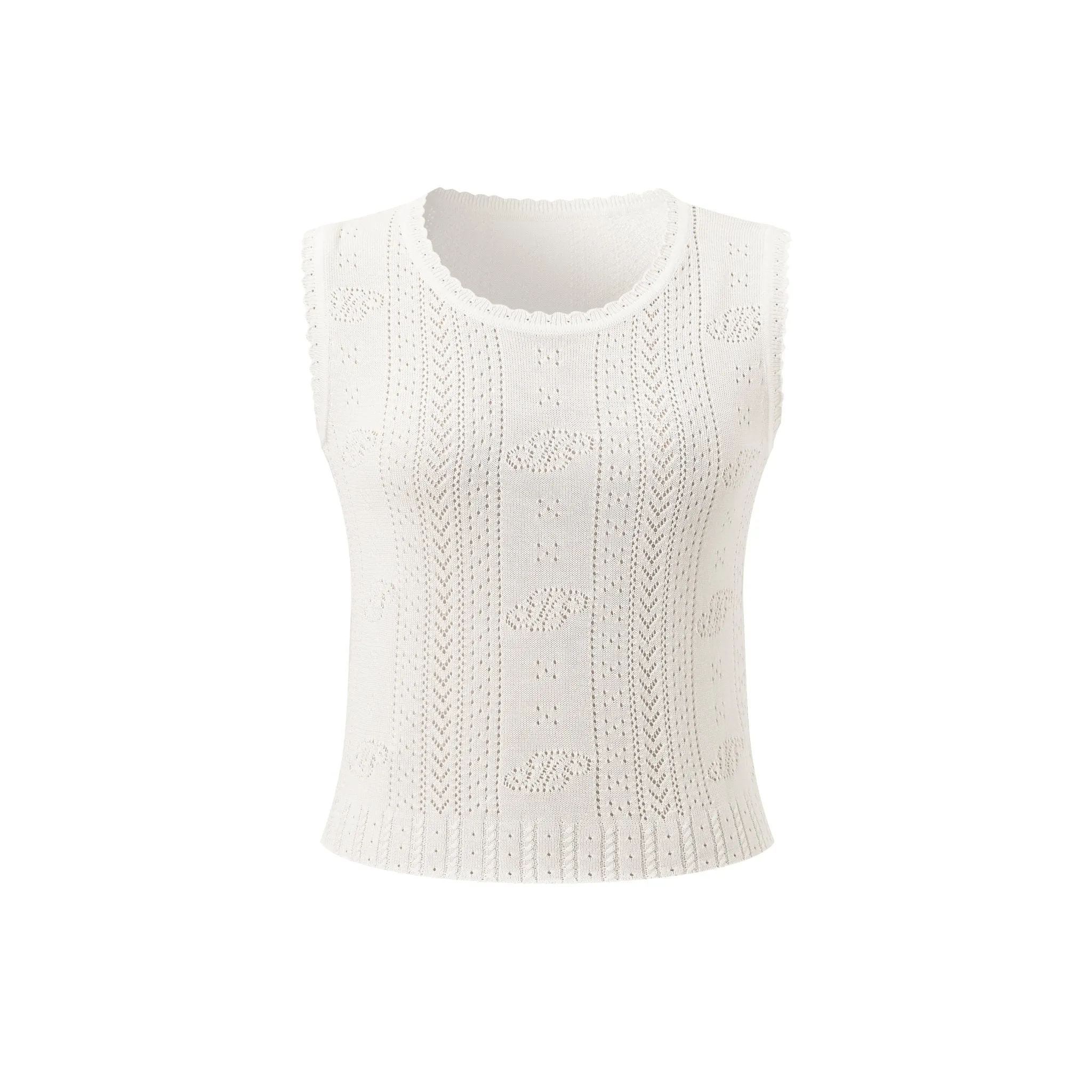 Cutout Logo Tencel Sleeveless Knit Tank Top