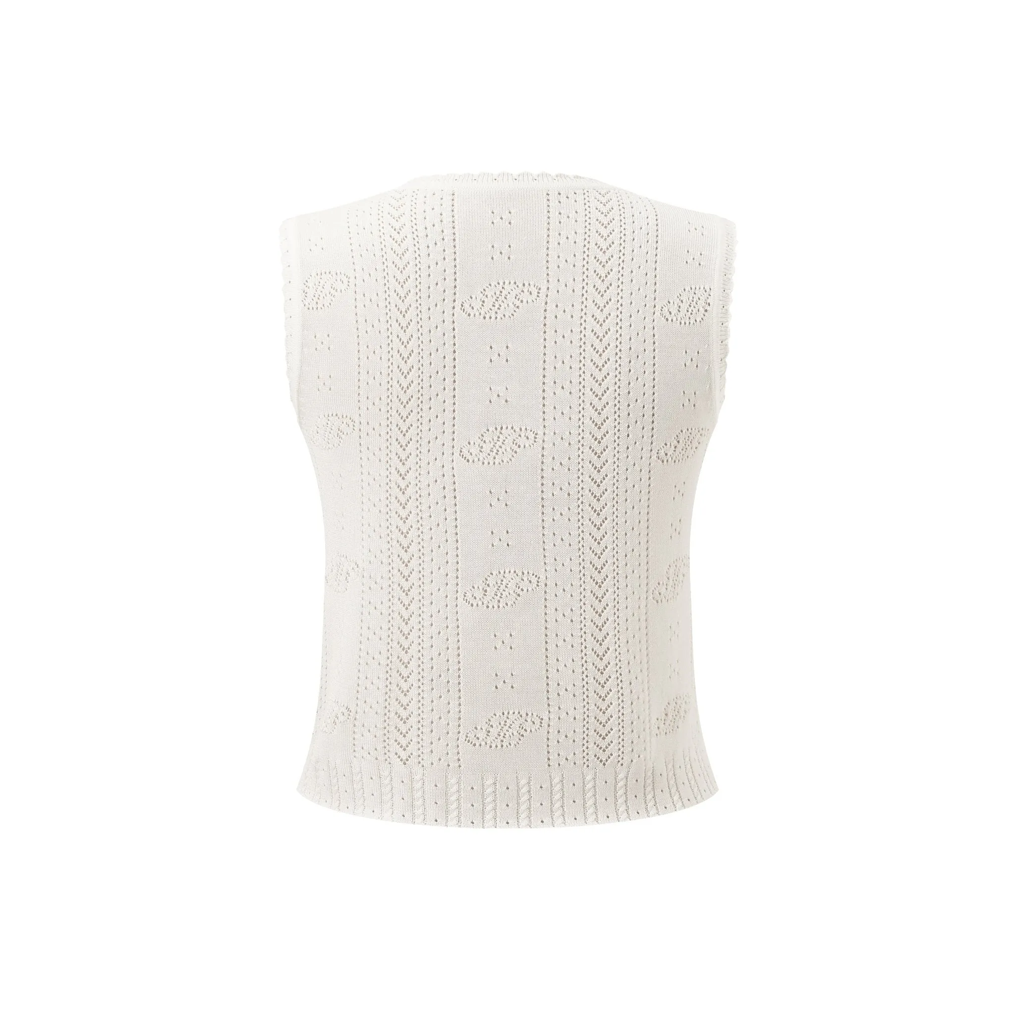 Cutout Logo Tencel Sleeveless Knit Tank Top