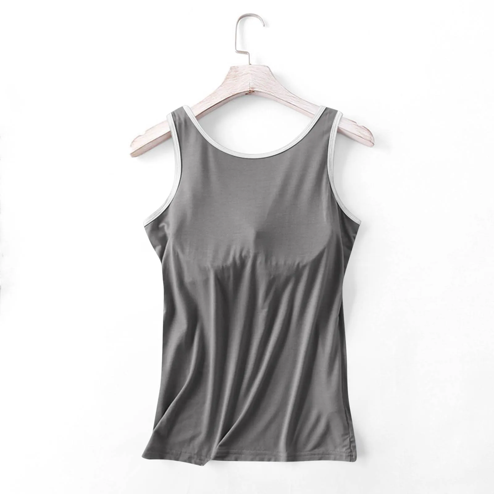Deals of the Day Clearance Prime Sale, Bra Tank Tops For Women With Support, Womens Tank Tops with Built in Bras Soft Sleeveless Tank Tops Solid Scoop Neck Shirts Basic Workout Top Undershirt Tee
