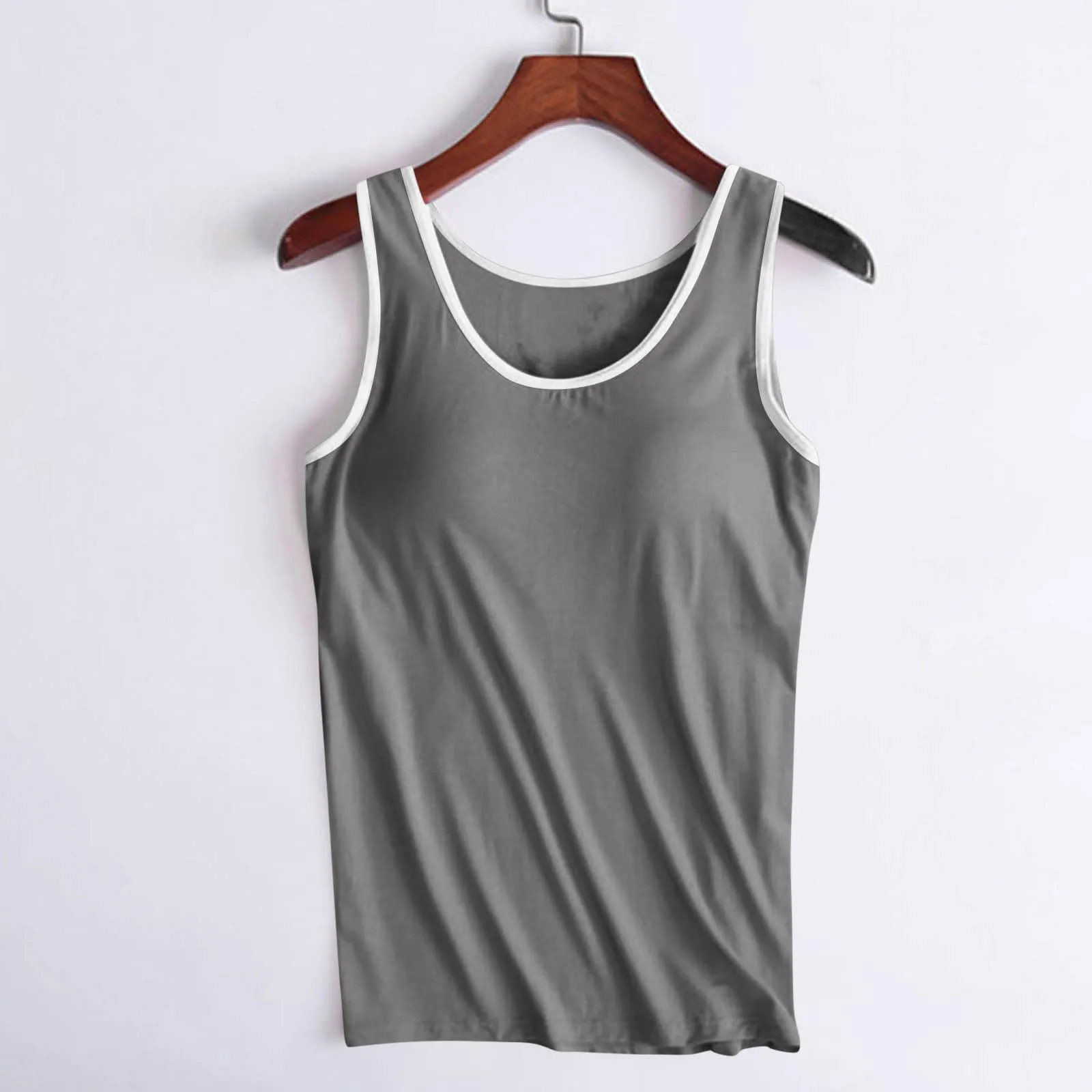 Deals of the Day Clearance Prime Sale, Bra Tank Tops For Women With Support, Womens Tank Tops with Built in Bras Soft Sleeveless Tank Tops Solid Scoop Neck Shirts Basic Workout Top Undershirt Tee