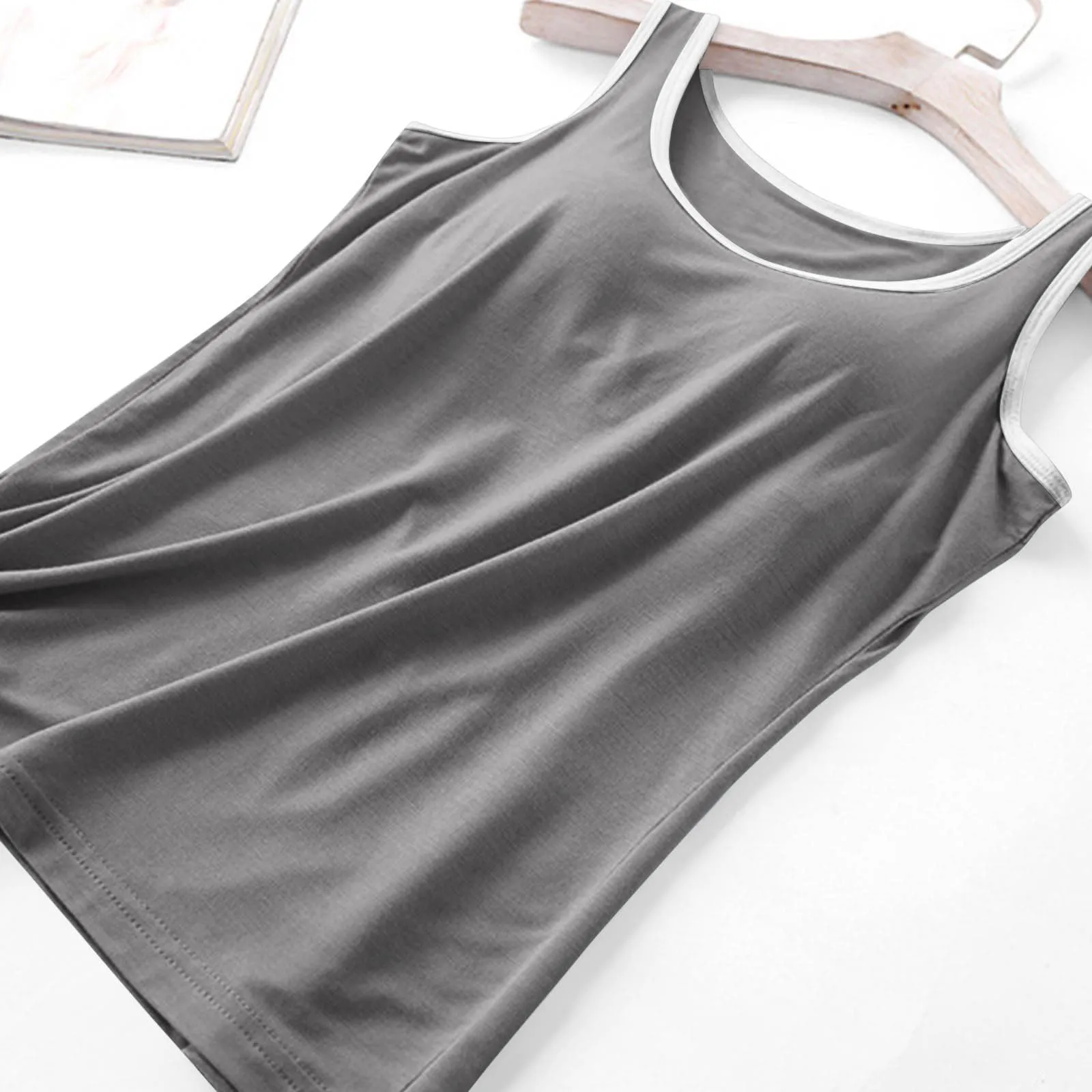 Deals of the Day Clearance Prime Sale, Bra Tank Tops For Women With Support, Womens Tank Tops with Built in Bras Soft Sleeveless Tank Tops Solid Scoop Neck Shirts Basic Workout Top Undershirt Tee