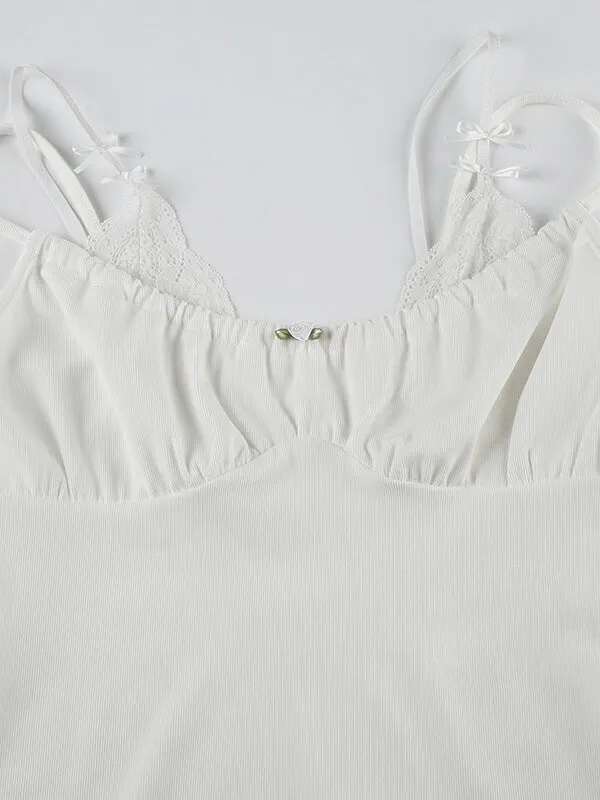 Delilah lace trimmed fake two-piece camisole