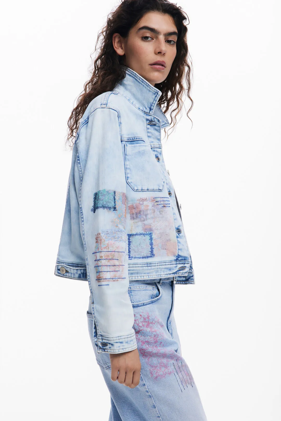 Desigual Denim Print Jacket