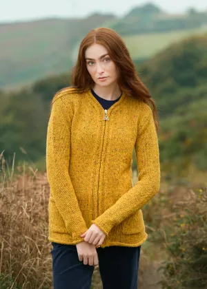 Donegal Wool Trinity Zip Cardigan | Gold