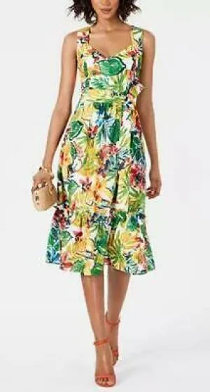 Donna Ricco Printed Sweetheart-Neck Dress, Size 10
