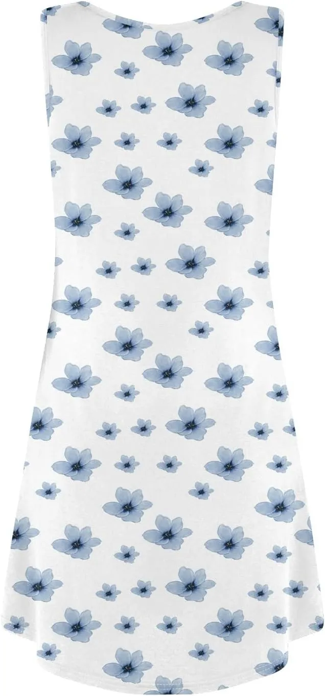 Dresses for Women Spring Mini Tank Dress Sun Dresses Sleeveless A Line Dress Boho Summer Floral with Pocket