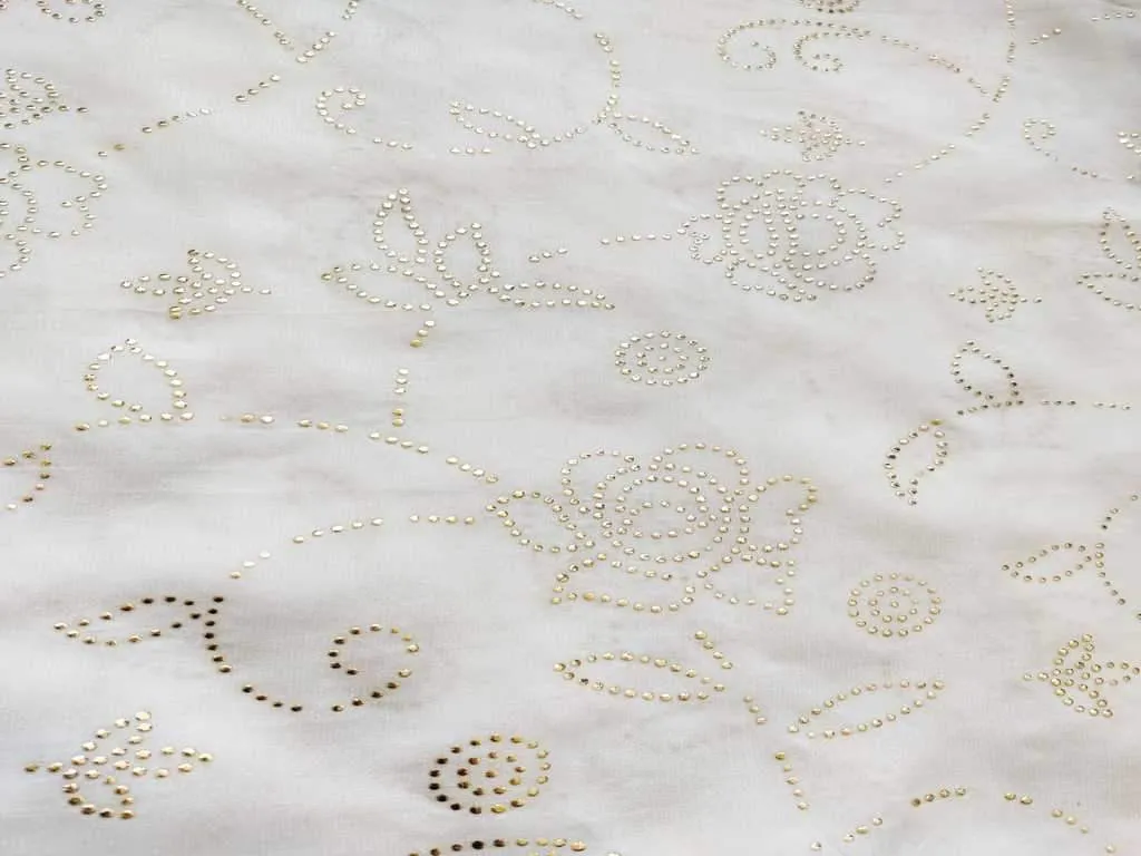 Dyeable Uppada Silk Fabric With Embellished Golden Dots