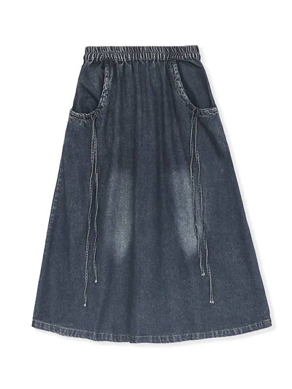 Elasticity Pockets Tied A-Line Loose Skirts Bottoms
