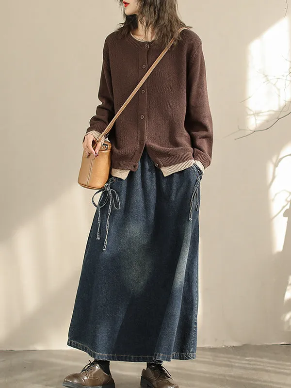 Elasticity Pockets Tied A-Line Loose Skirts Bottoms