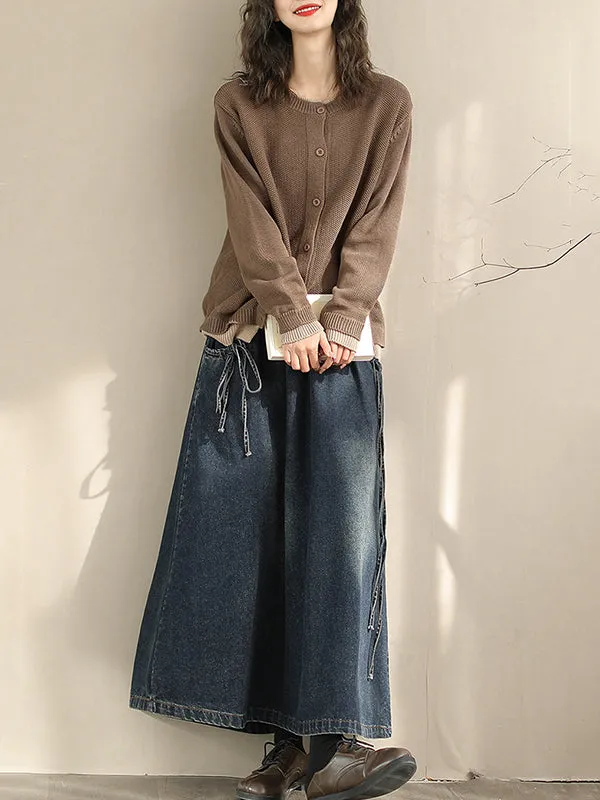 Elasticity Pockets Tied A-Line Loose Skirts Bottoms