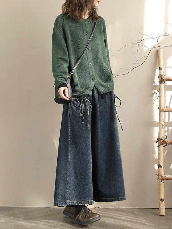 Elasticity Pockets Tied A-Line Loose Skirts Bottoms
