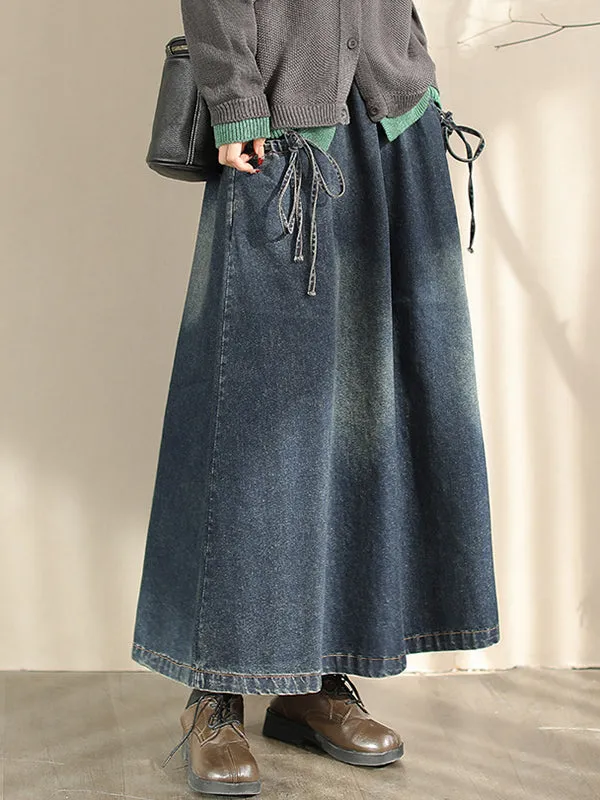 Elasticity Pockets Tied A-Line Loose Skirts Bottoms