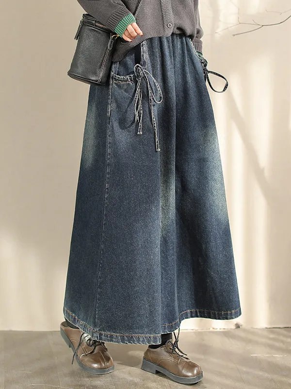 Elasticity Pockets Tied A-Line Loose Skirts Bottoms