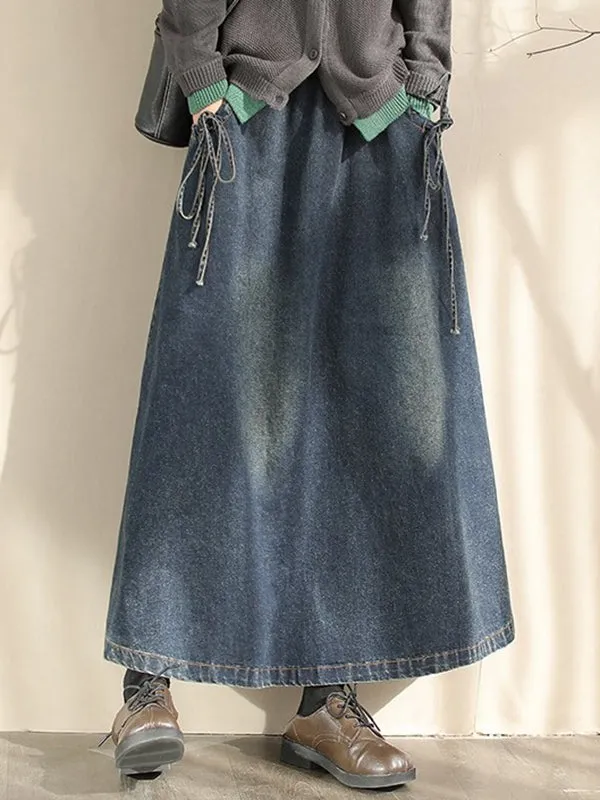 Elasticity Pockets Tied A-Line Loose Skirts Bottoms