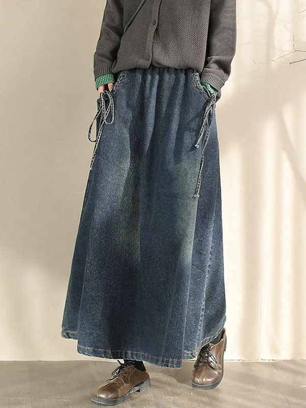 Elasticity Pockets Tied A-Line Loose Skirts Bottoms