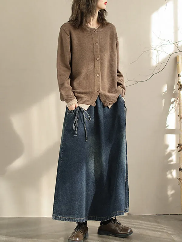 Elasticity Pockets Tied A-Line Loose Skirts Bottoms