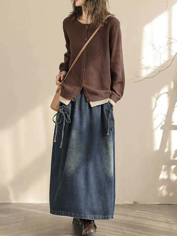 Elasticity Pockets Tied A-Line Loose Skirts Bottoms