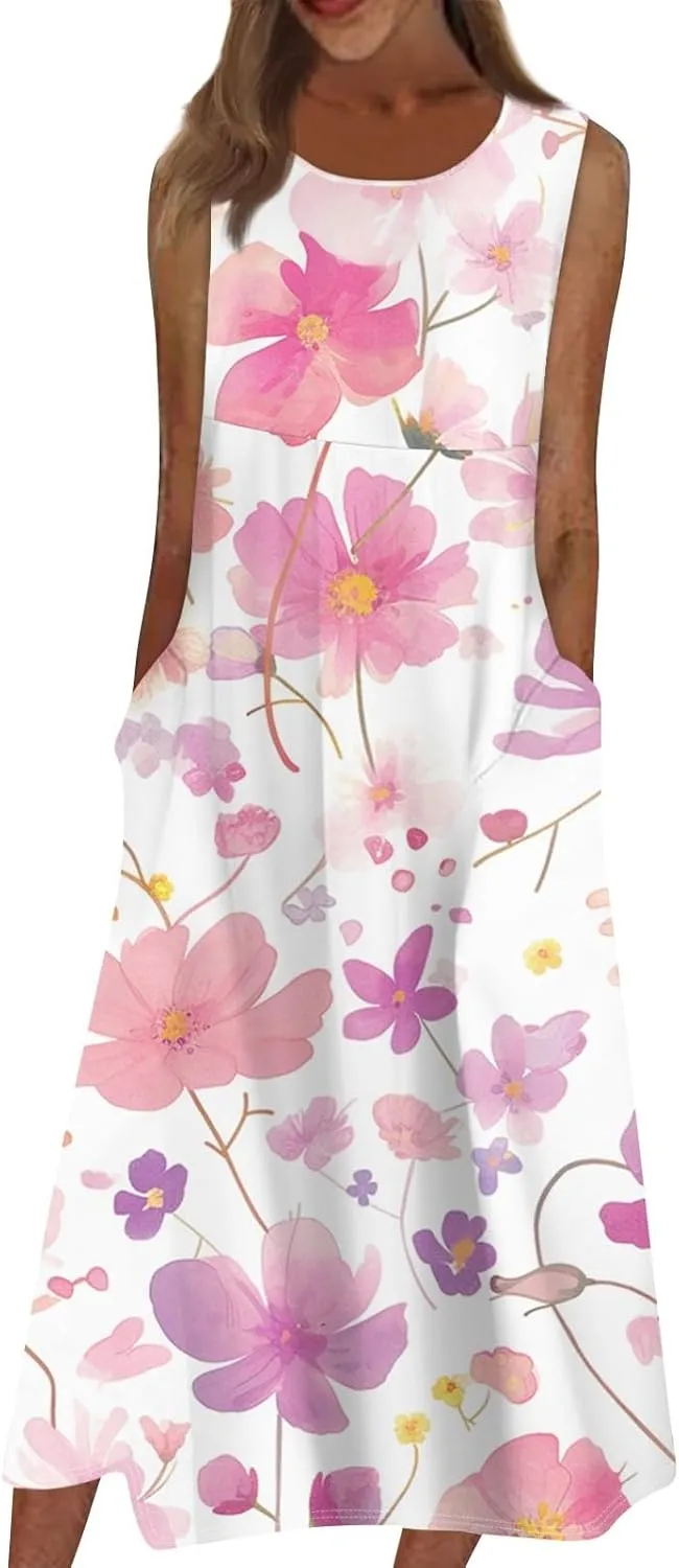 Elegant Dresses for Women Formal Midi Party Casual Summer Casual Dresses with Pockets Boho Tea Party Cute Summer Outfits