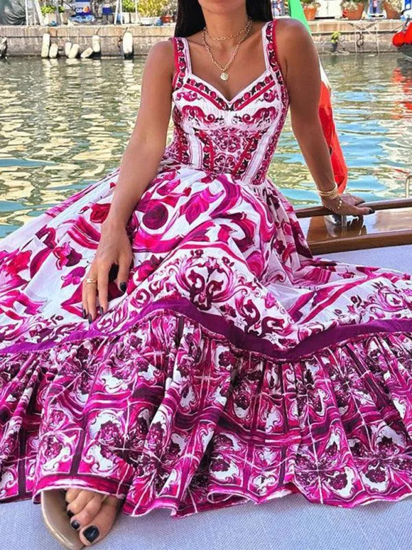 Elegant Floral Sleeveless A-line Dress