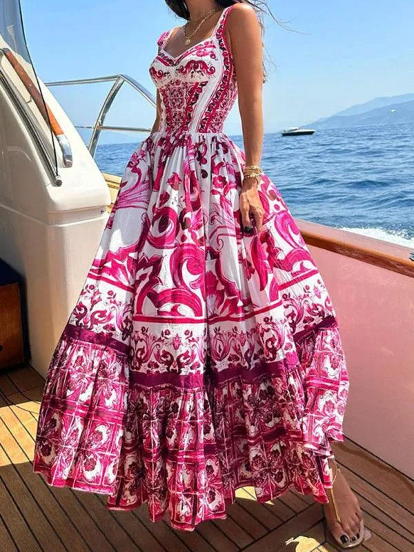 Elegant Floral Sleeveless A-line Dress