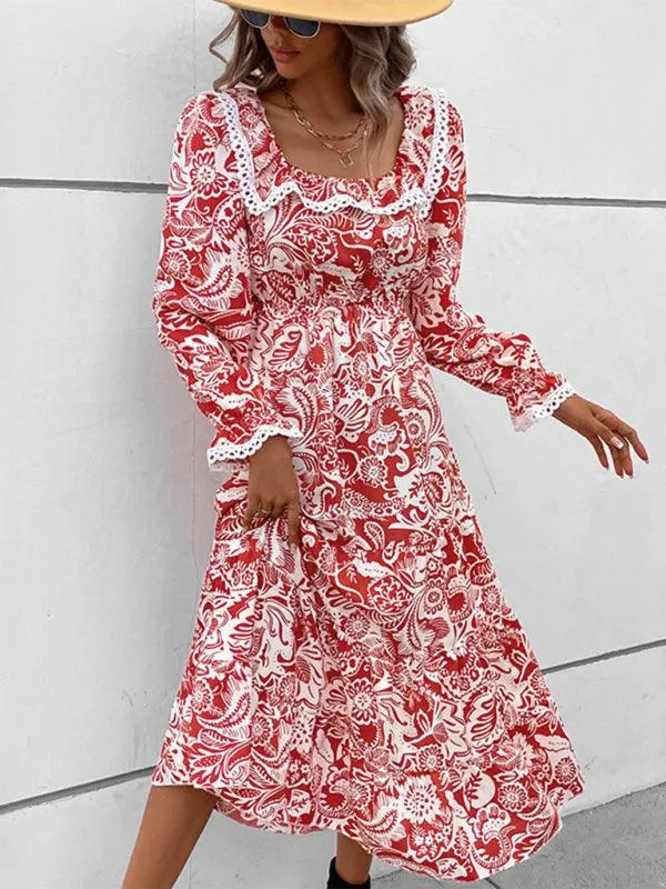 Elegant Long Sleeve Floral Maxi Dress for Women