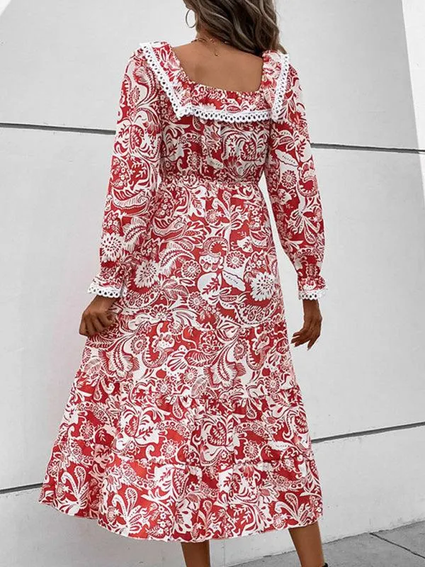 Elegant Long Sleeve Floral Maxi Dress for Women