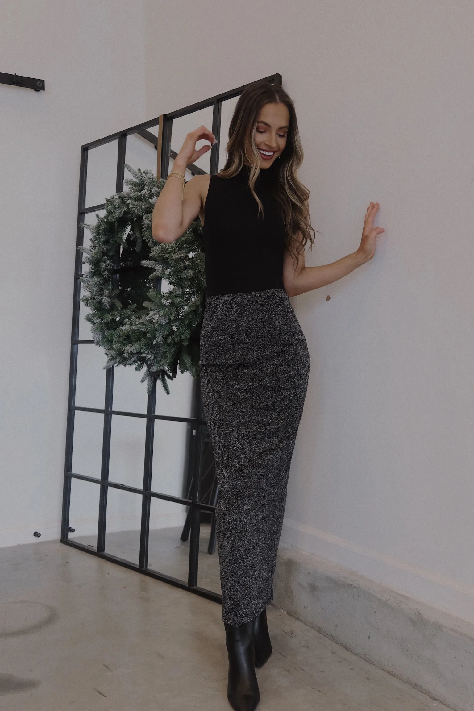 Elena Shimmering Midi Skirt