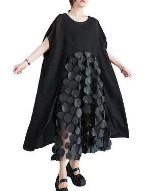 ellazhu Women's Dress Short Sleeves Crewneck Dots Two Piece Summer GZ204