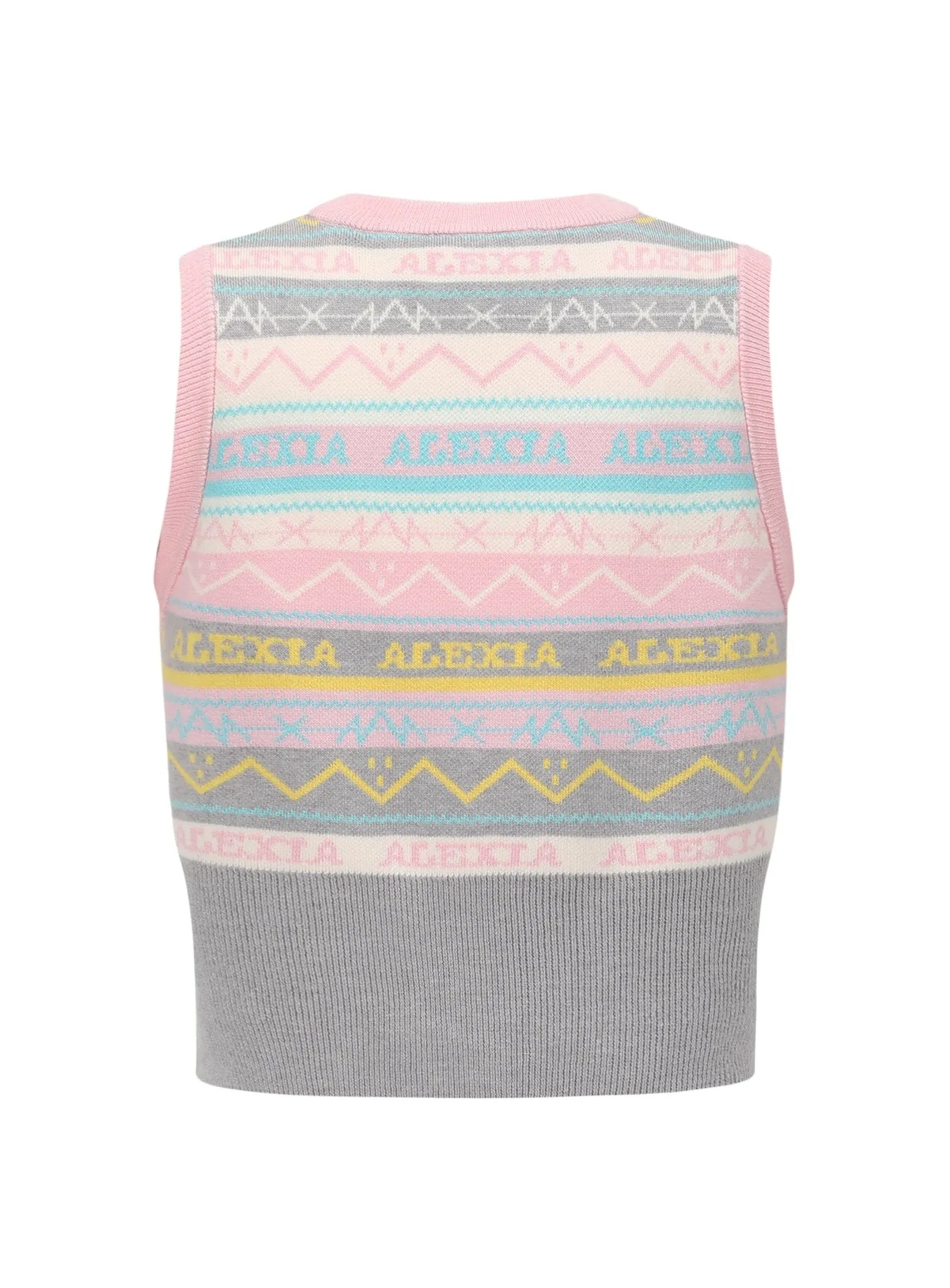 Embossed Knit Tank Top in Pink And Grey
