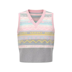Embossed Knit Tank Top in Pink And Grey