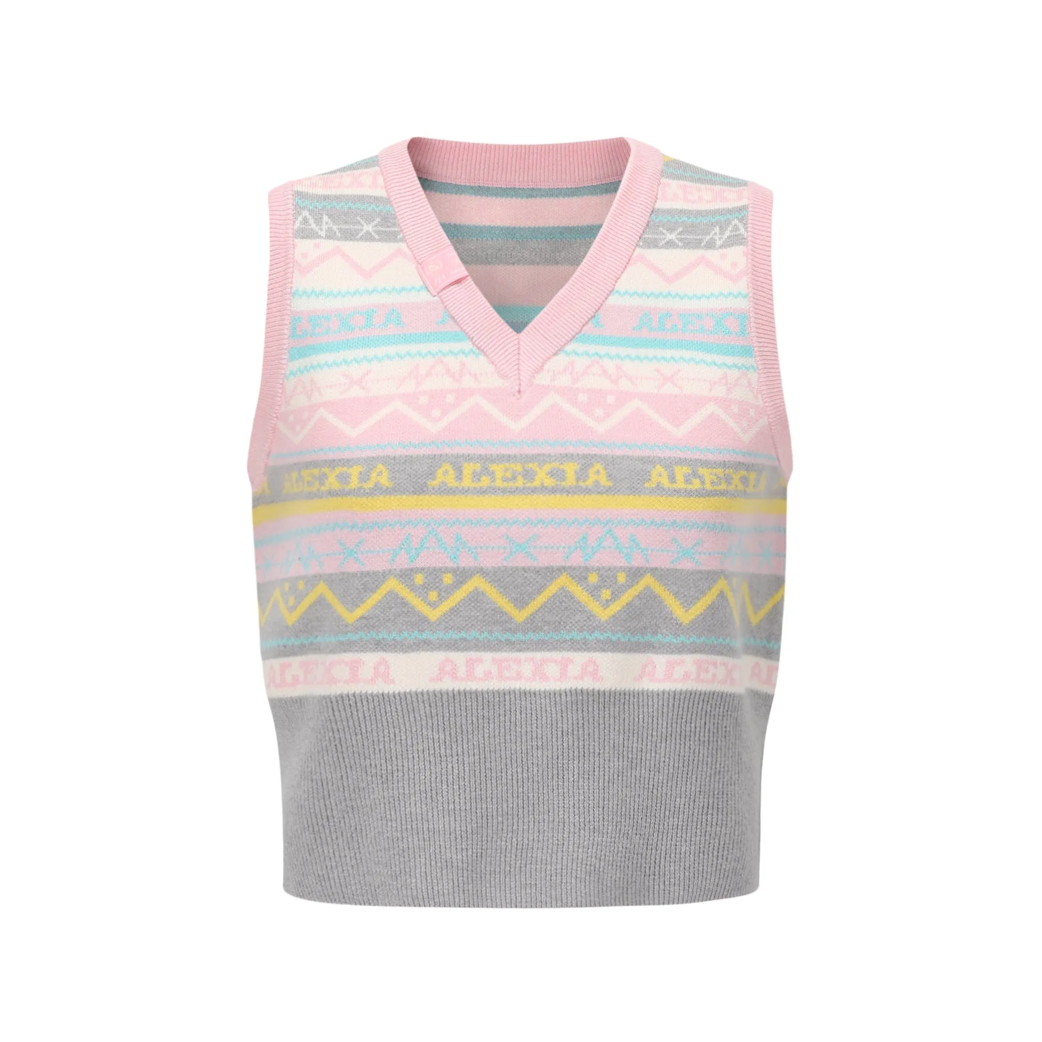 Embossed Knit Tank Top in Pink And Grey