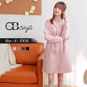 FAKE TWO PIECE STRIPED DRESS