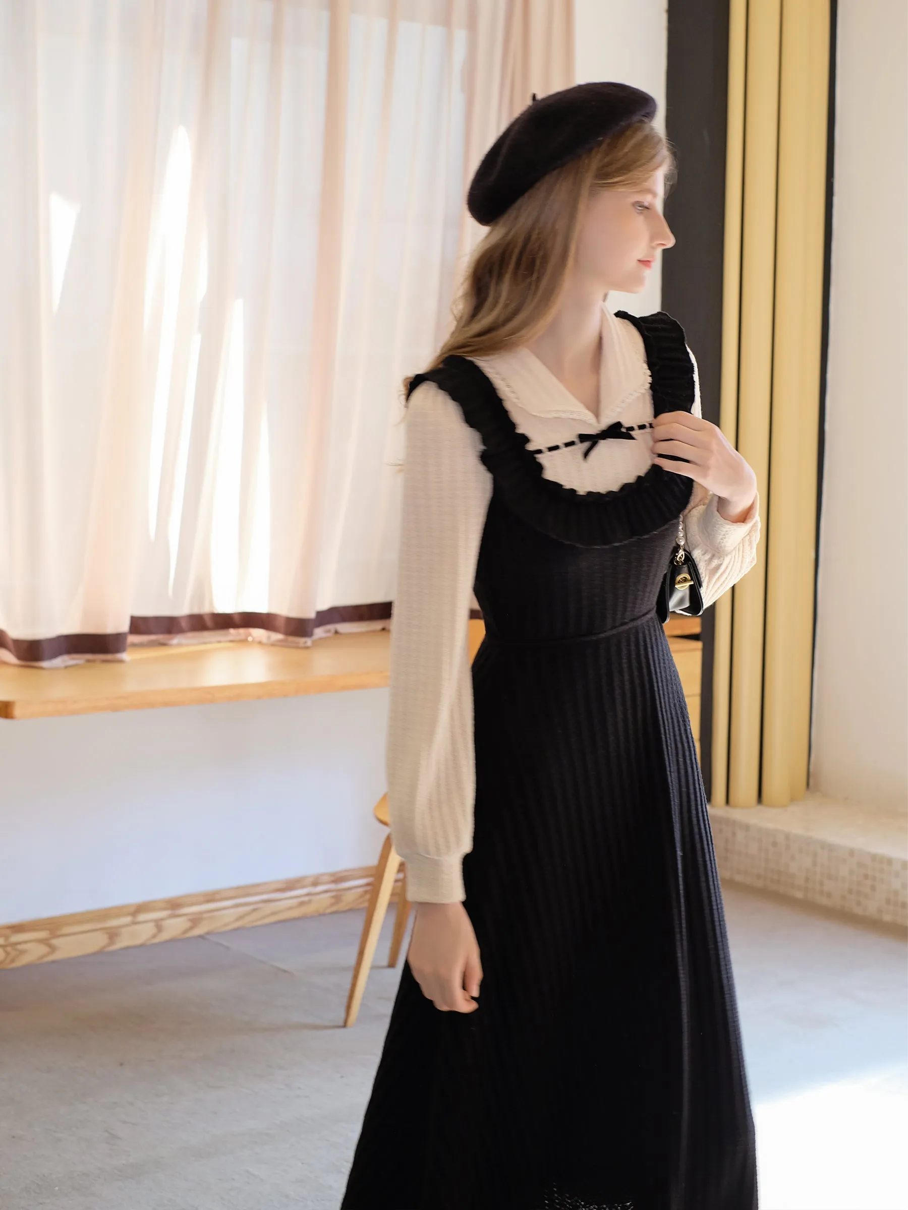 Fake Two-pieces Patchwork Knitted Dress