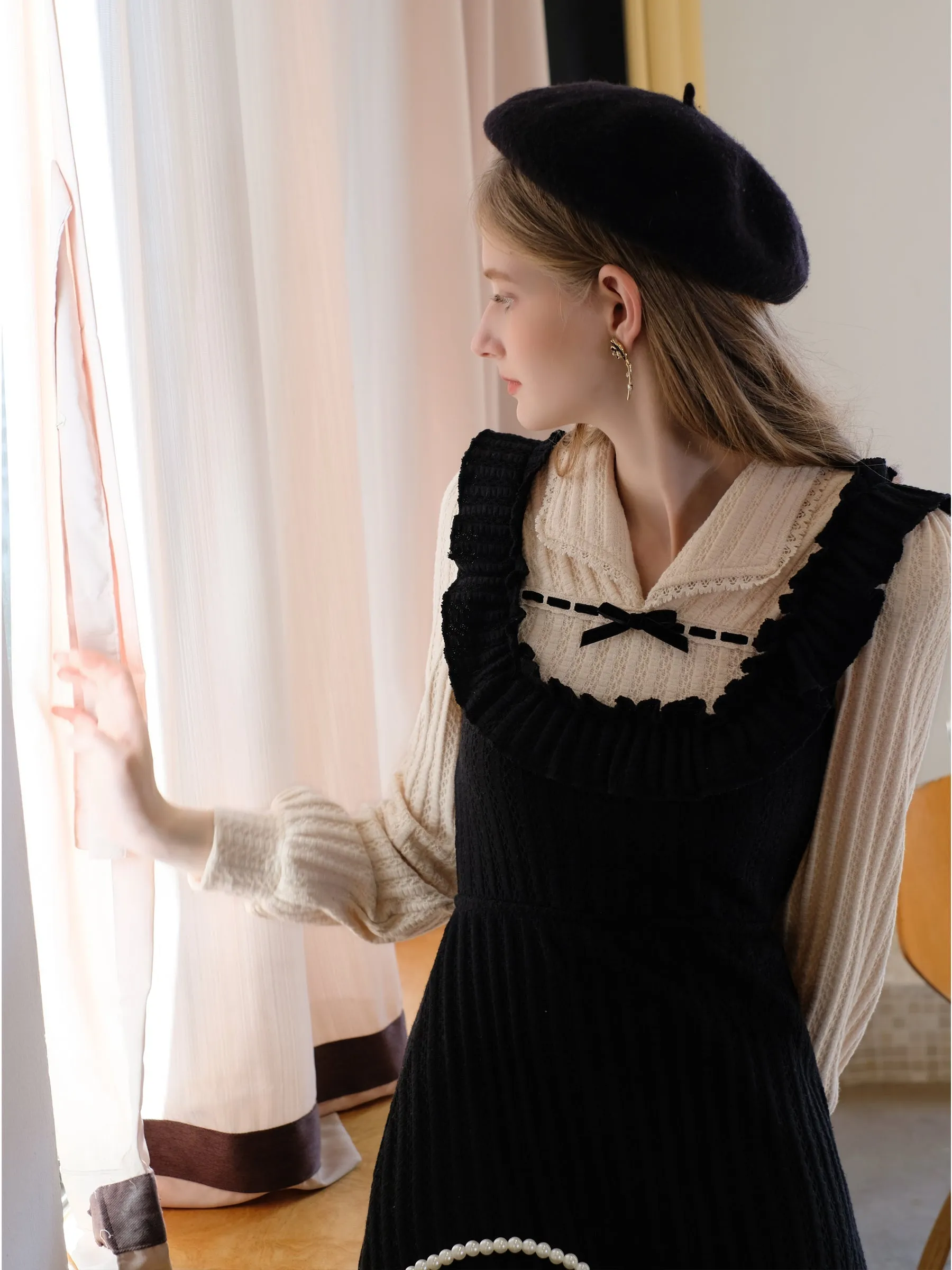 Fake Two-pieces Patchwork Knitted Dress