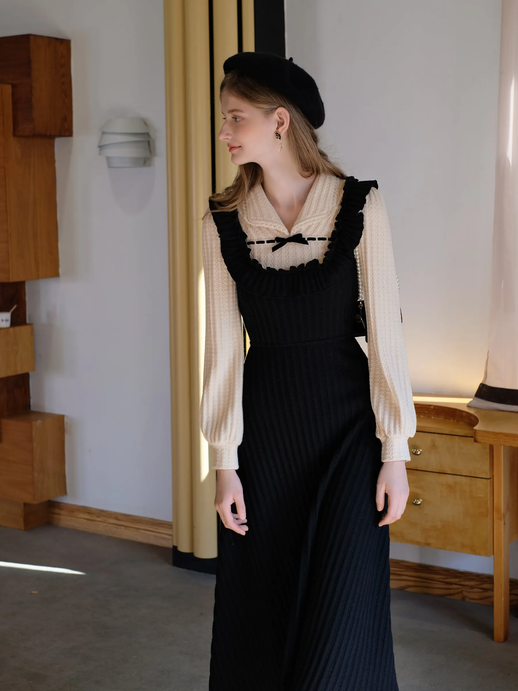 Fake Two-pieces Patchwork Knitted Dress