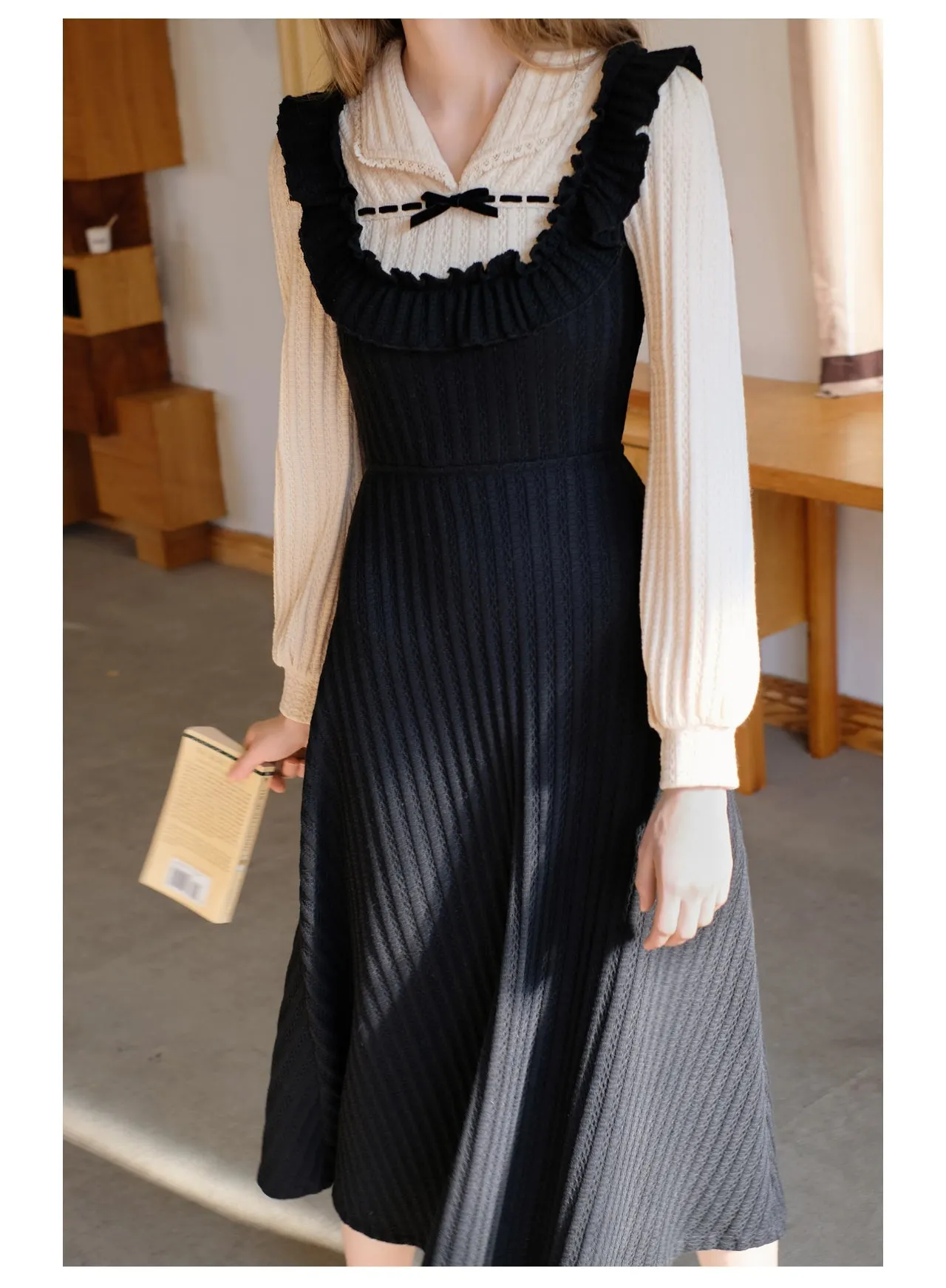 Fake Two-pieces Patchwork Knitted Dress