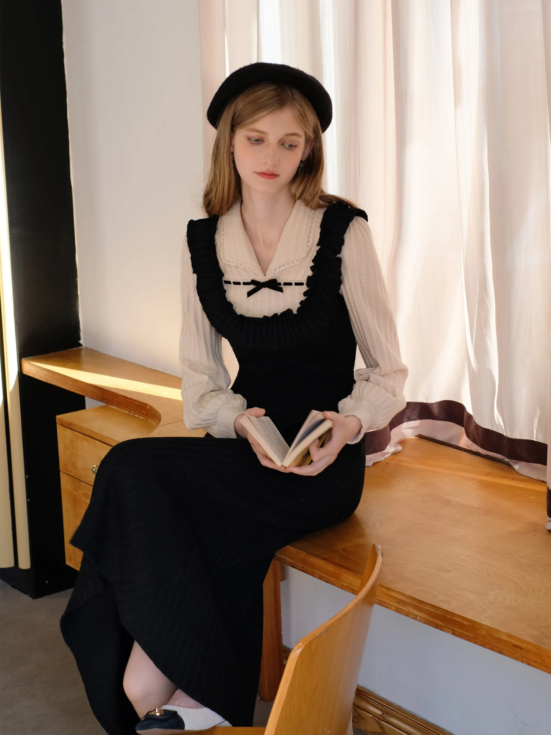 Fake Two-pieces Patchwork Knitted Dress