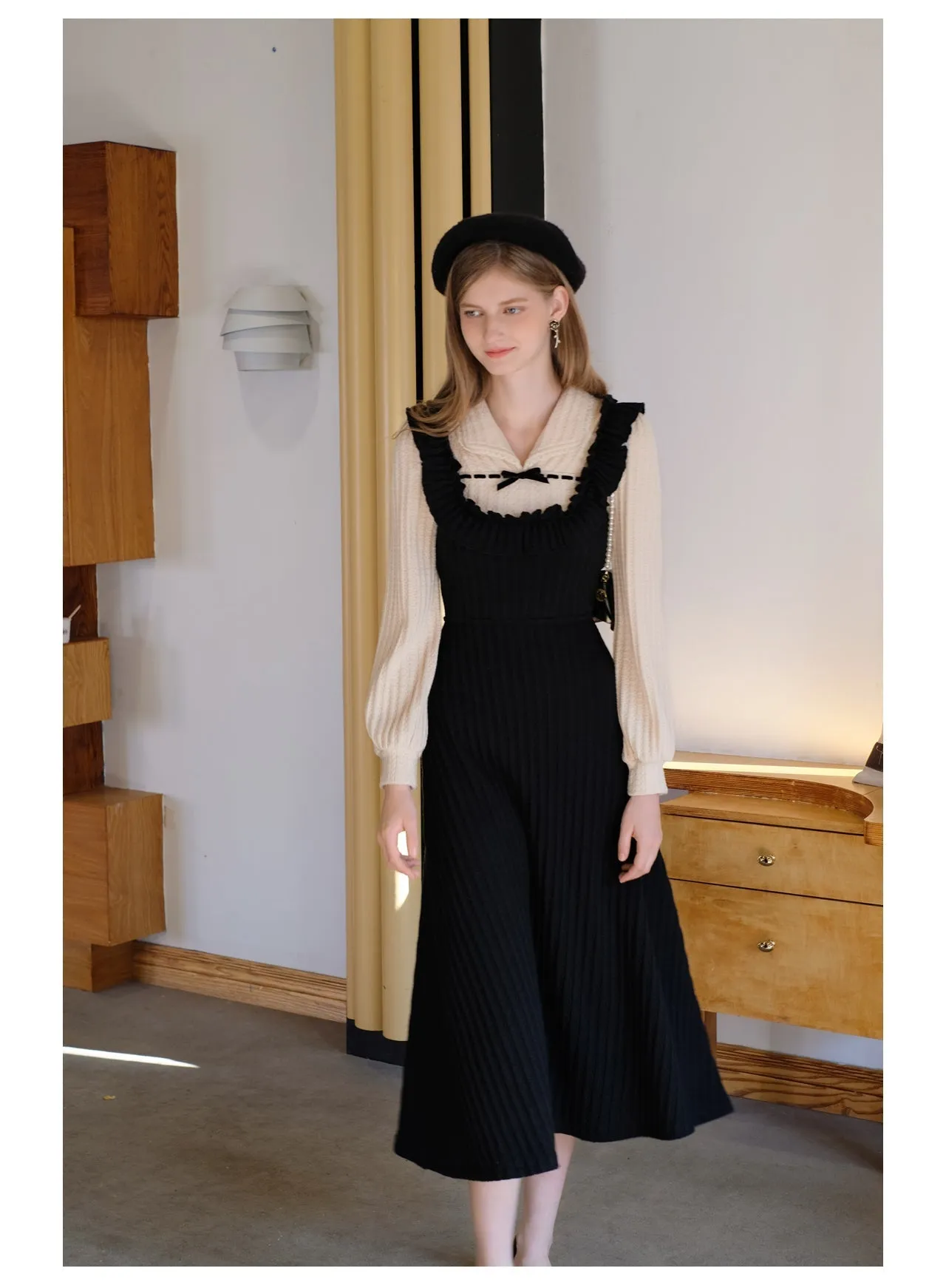 Fake Two-pieces Patchwork Knitted Dress