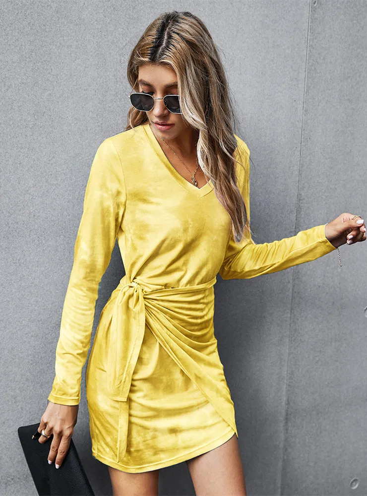 Fall/winter Tie-dye Contrasting Colors Dress