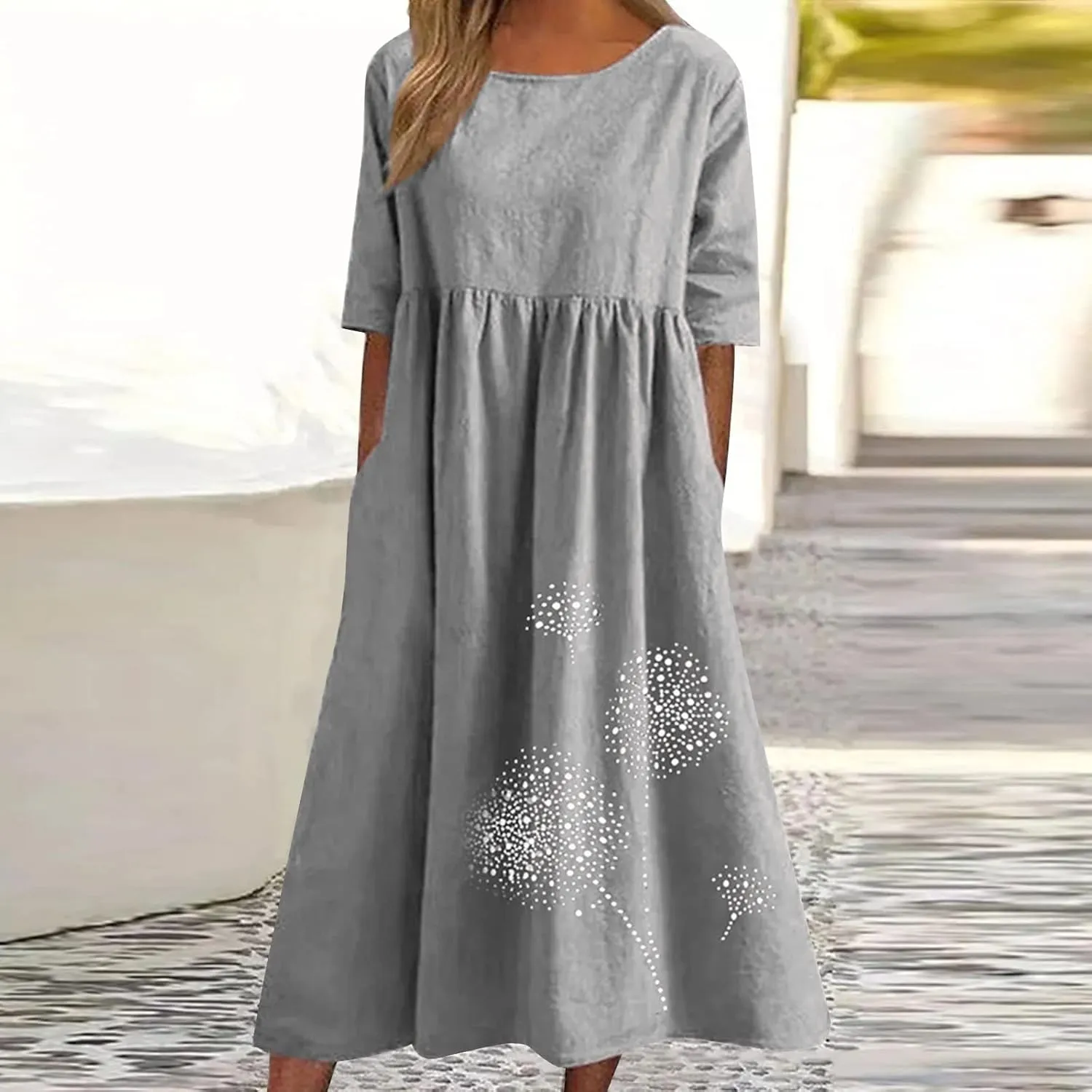 fartey Womens Casual T Shirt Dresses 2024 Summer Cold Shoulder Short Sleeve Maxi Dress Boho Floral Print V Neck Sundresses