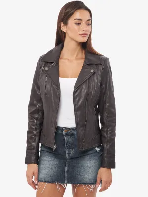 Fashionable Black Biker Leather Jacket for Women By TJS
