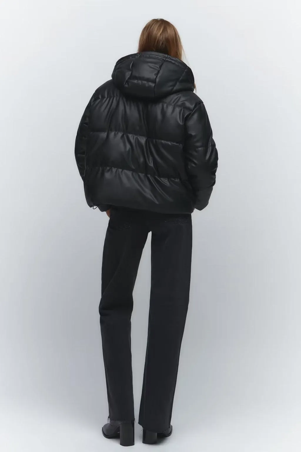 Faux Leather PU Down Jacket - Casual Comfort