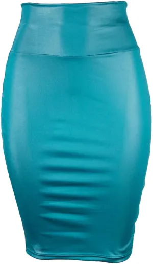 Faux Leather Skirts for Women High Waisted Sexy Wrap Hip Bodycon Pencil Skirt Going Out Midi Skirt