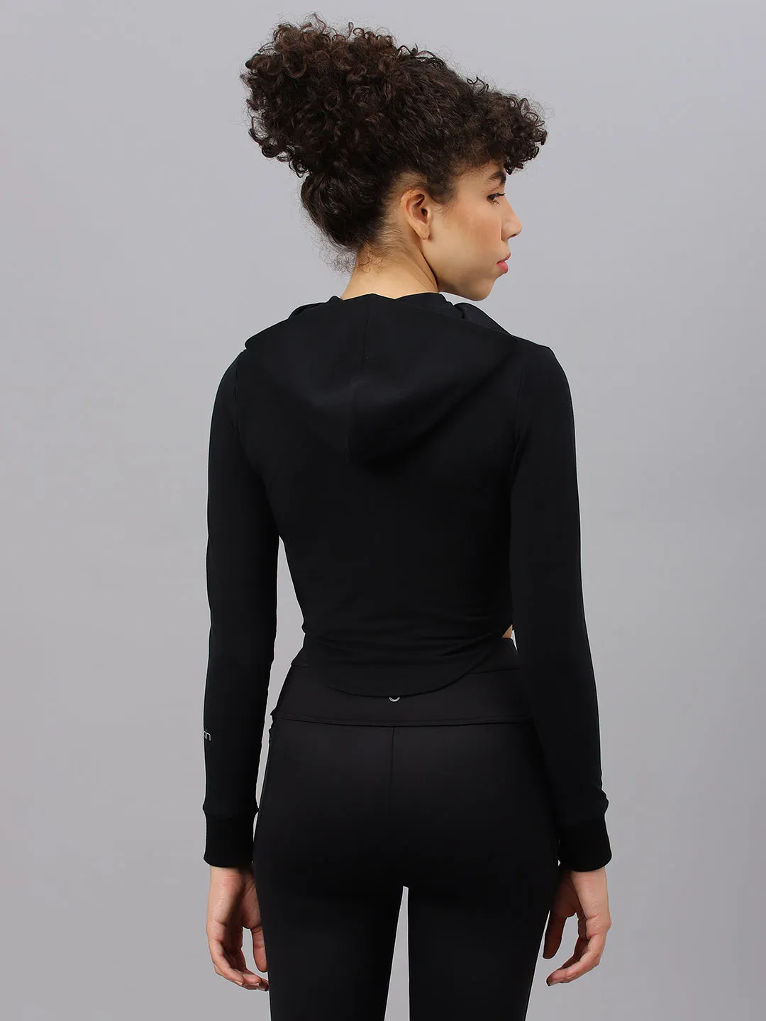 Fitkin women's black front zipper corset jacket with detail