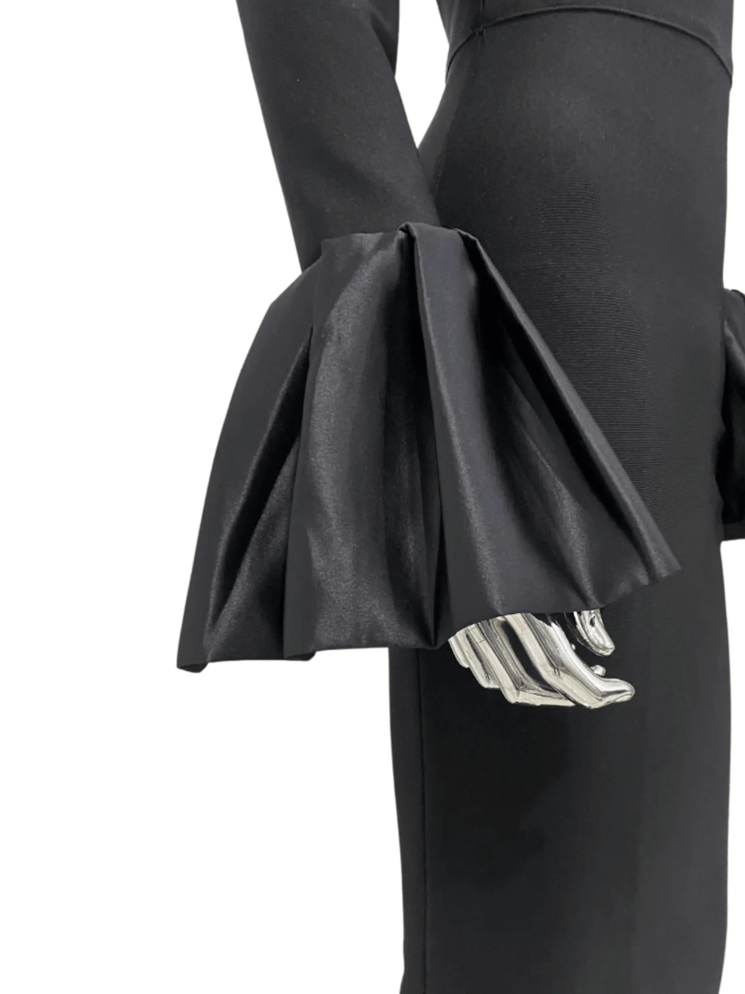 Flare Sleeve Shining Diamond Neck Long Dress Elegant Woman Black Bandage Evening Party Dress Cocktail Party Outfit